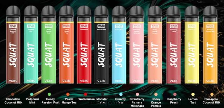 VEIIK Squat Mesh 1800 نفث قلم vape القابل للتصرف 10 قطع نكهات متعددة 0VPN54 - VEIIK E Liquid Maroc